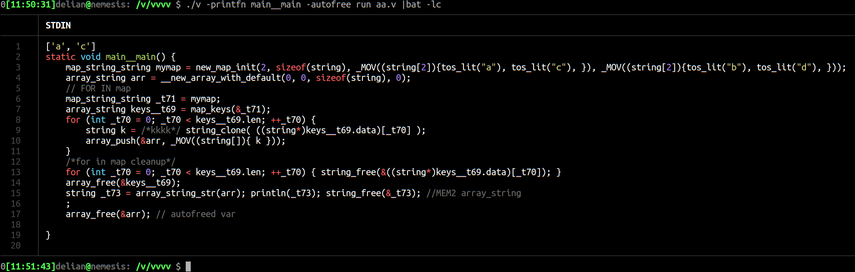for k,v in map{} fix